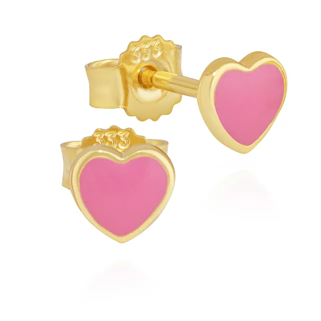 NKlaus Jewellery Ohrstecker Herz 333 Gelbgold Zirkonia