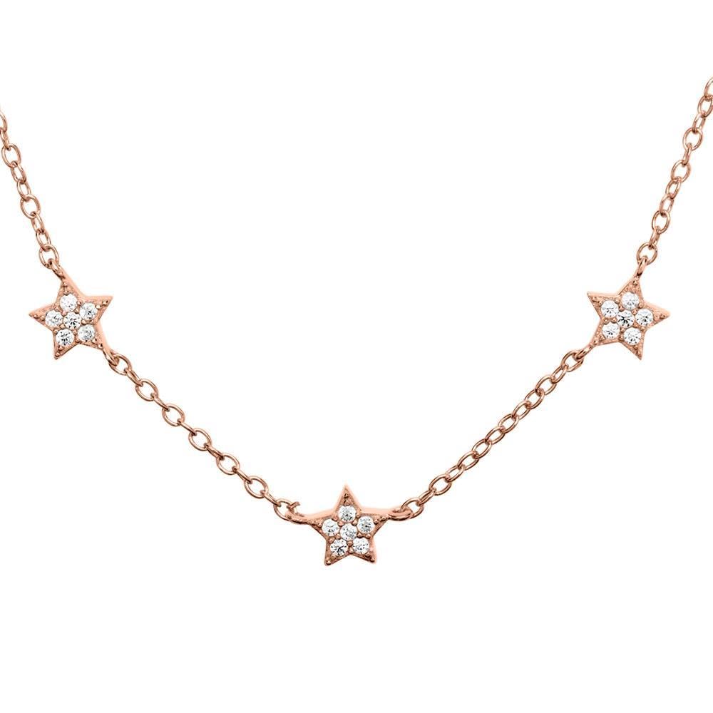 JEWLIX Ketten mit Anhänger Sterne Halskette Roségold Zirkonia
