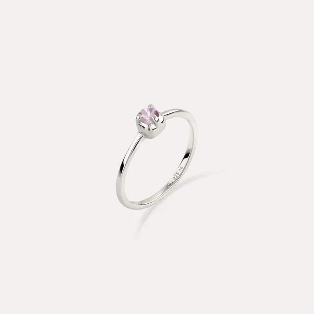 Stilnest Mini Birthstone Ring 925 Silber Geburtsstein Solitär