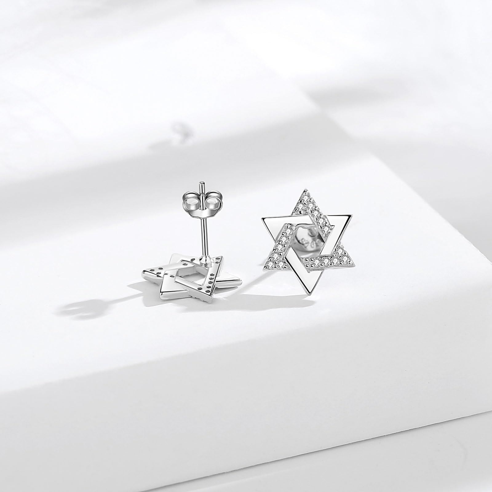 Eudora Harmony Bola Davidstern Ohrstecker 925 Silber CZ