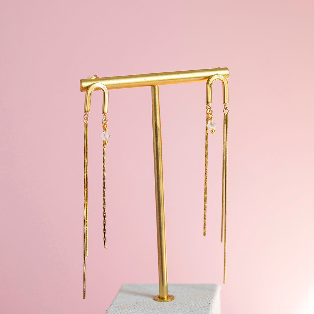 Joy by Corrine Smith Long Chain Crystal Drop Ohrringe Gold 8 cm
