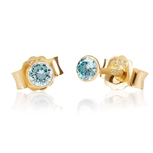 NKlaus Jewellery Ohrstecker 333 Gelbgold Zirkonia Ohrringe 3,0 mm