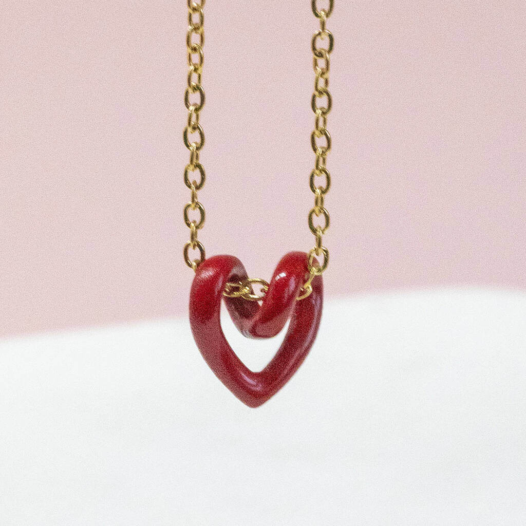Joy by Corrine Smith Floating Heart Halskette Gold Rot 40cm