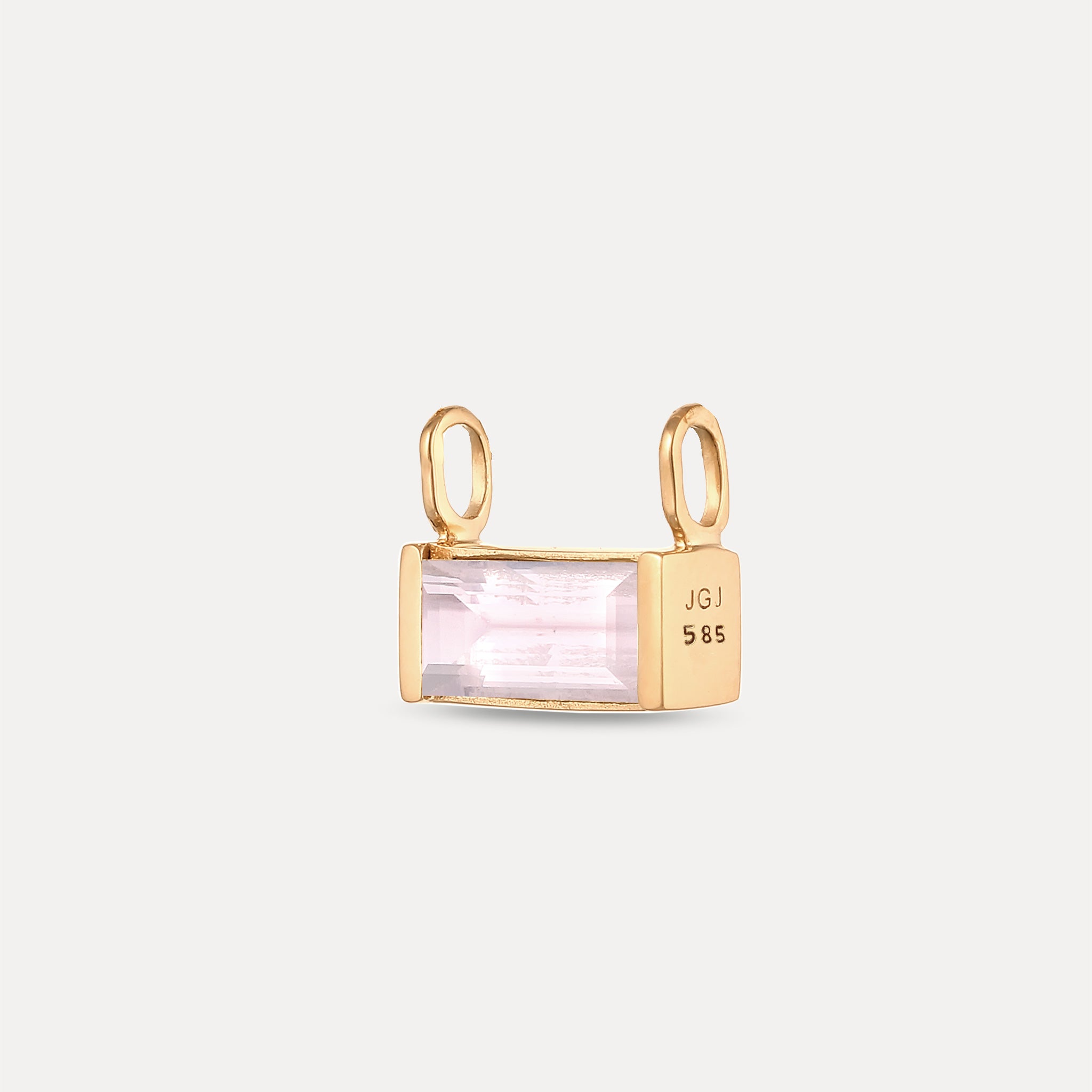 Stilnest Balance Baguette Anhänger 585 Gold Rosenquarz