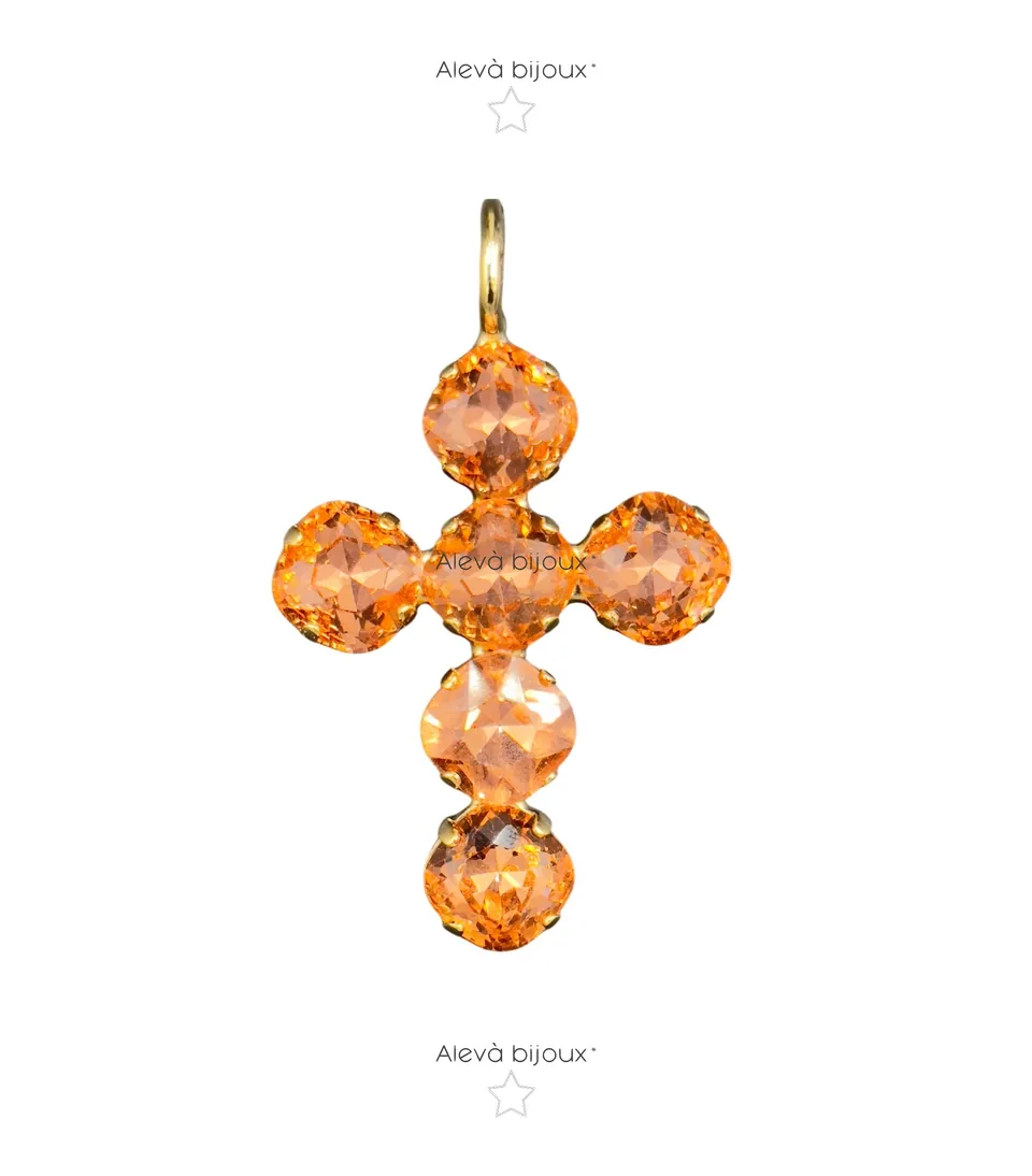 Alevá Bijoux Croci Baby Princess Kreuz Anhänger Gold Kristall