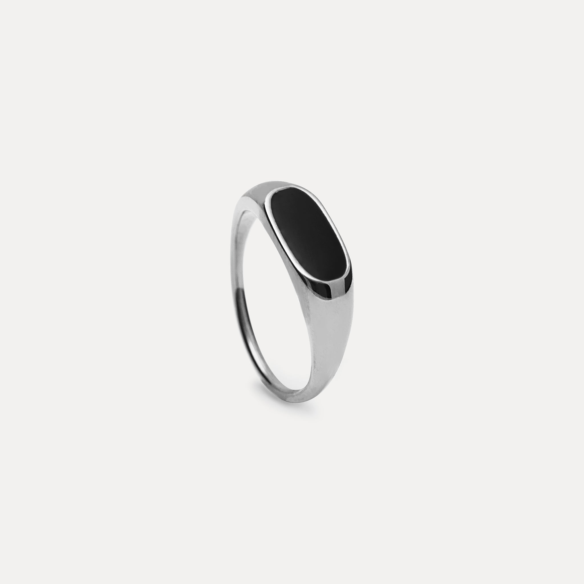 Stilnest Bombé Bold Ring Schwarz Emaille 24k Gold Vermeil