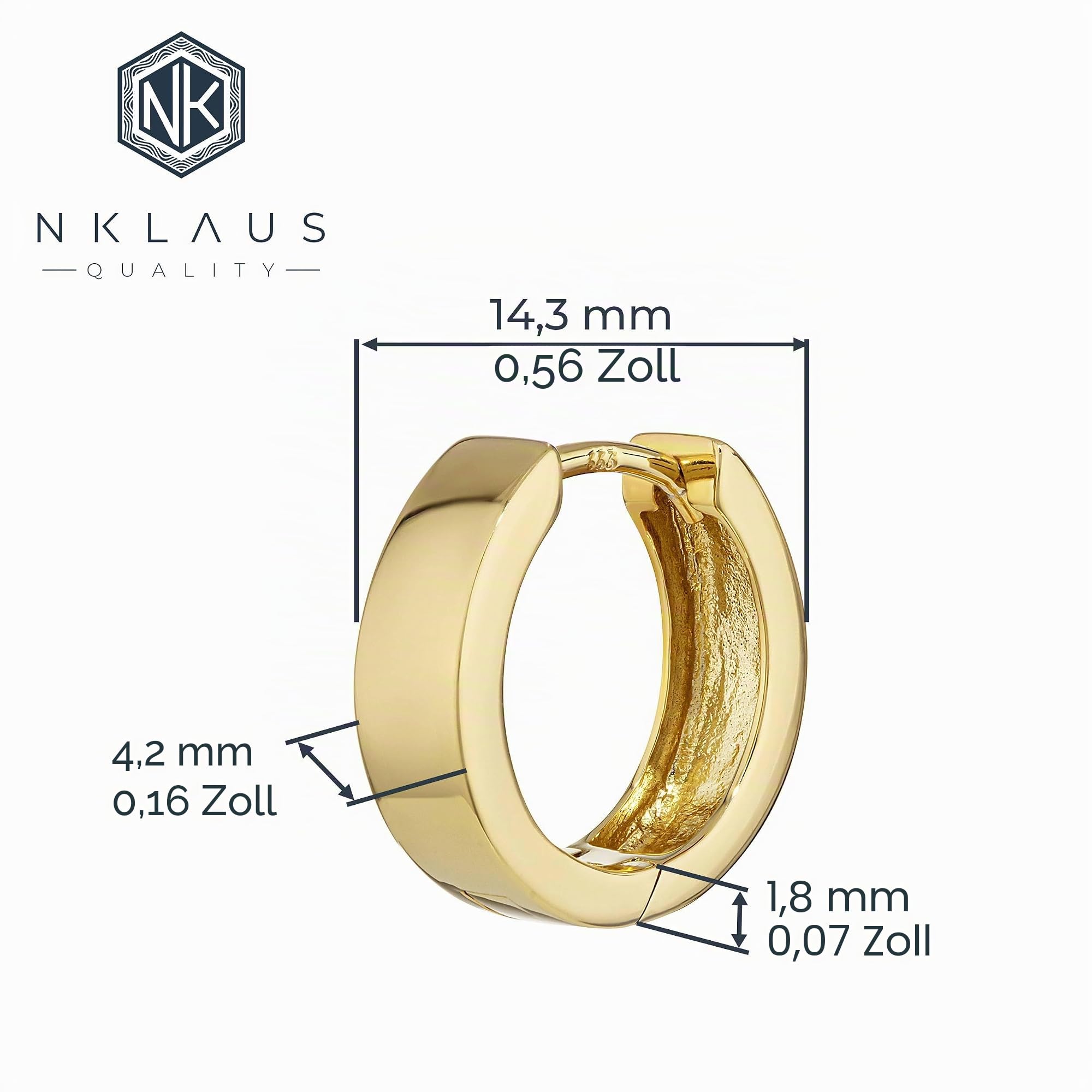 NKlaus Klappcreole einzeln 333 Gelbgold 14,3 mm
