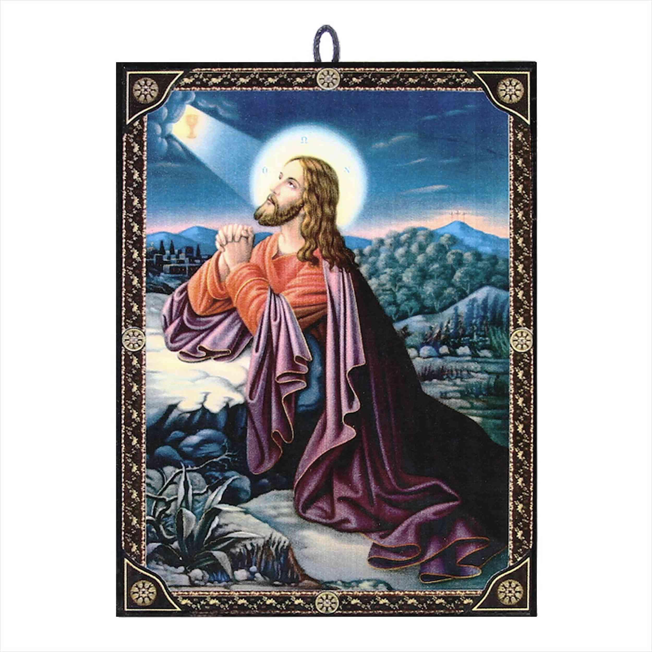 NKlaus Jesus am Ölberg Ikone Holz 9,7x13,5cm