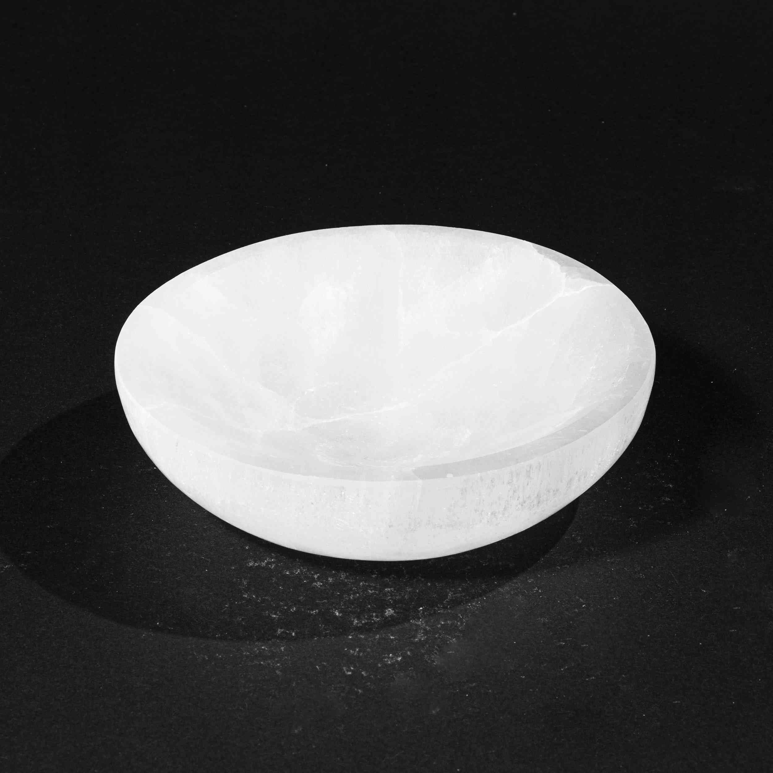 NKlaus Healing Crystals Selenit Schale rund 12,5cm weiß