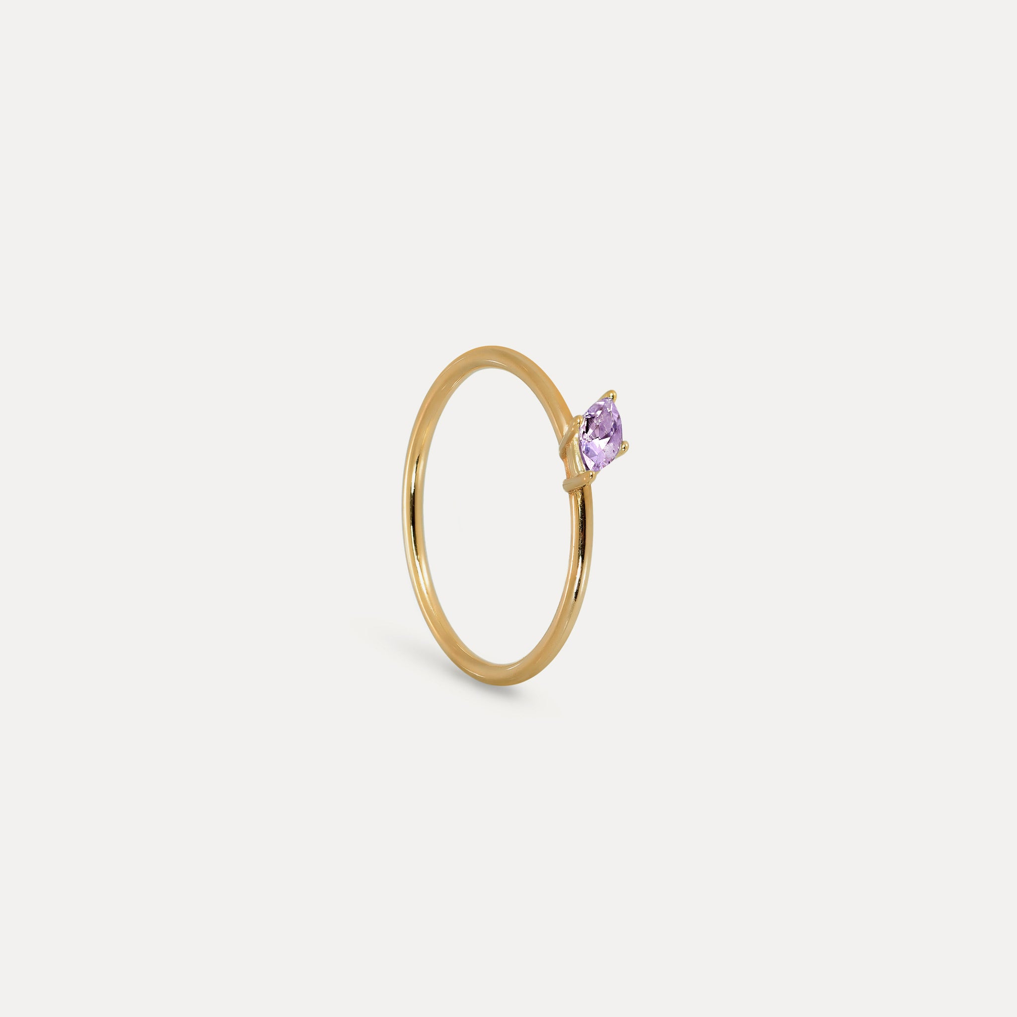 Stilnest Rings Amethyst Navette Solitär Ring 24k Gold Gr.52