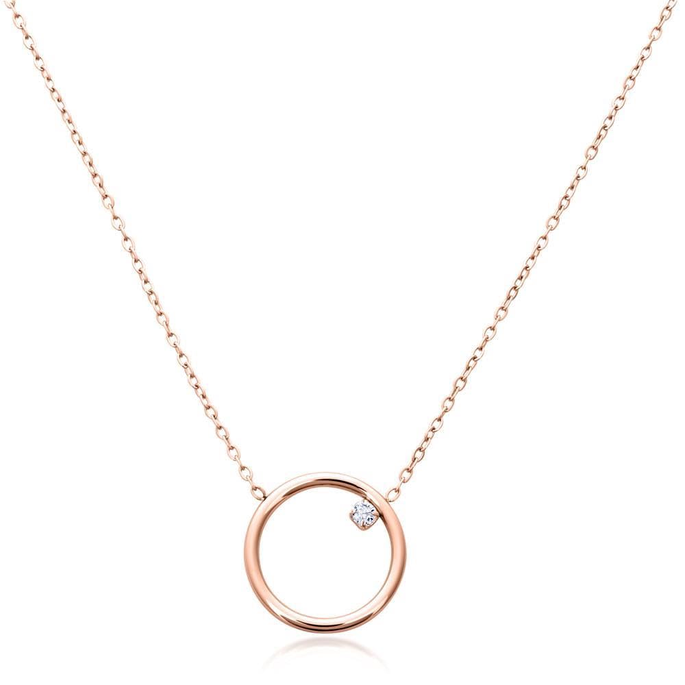 JEWLIX Kreiskette Halskette Edelstahl Gold mit Zirkonia