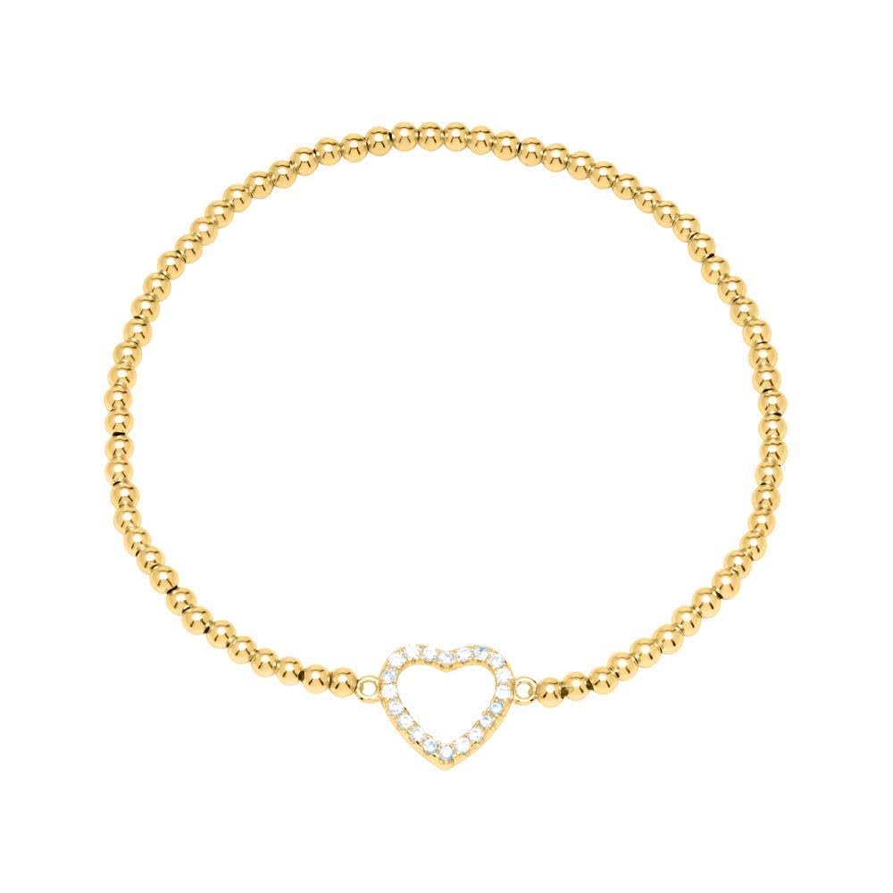 JEWLIX ID-Armbänder Armband 925er Silber Herz vergoldet Zirkonia