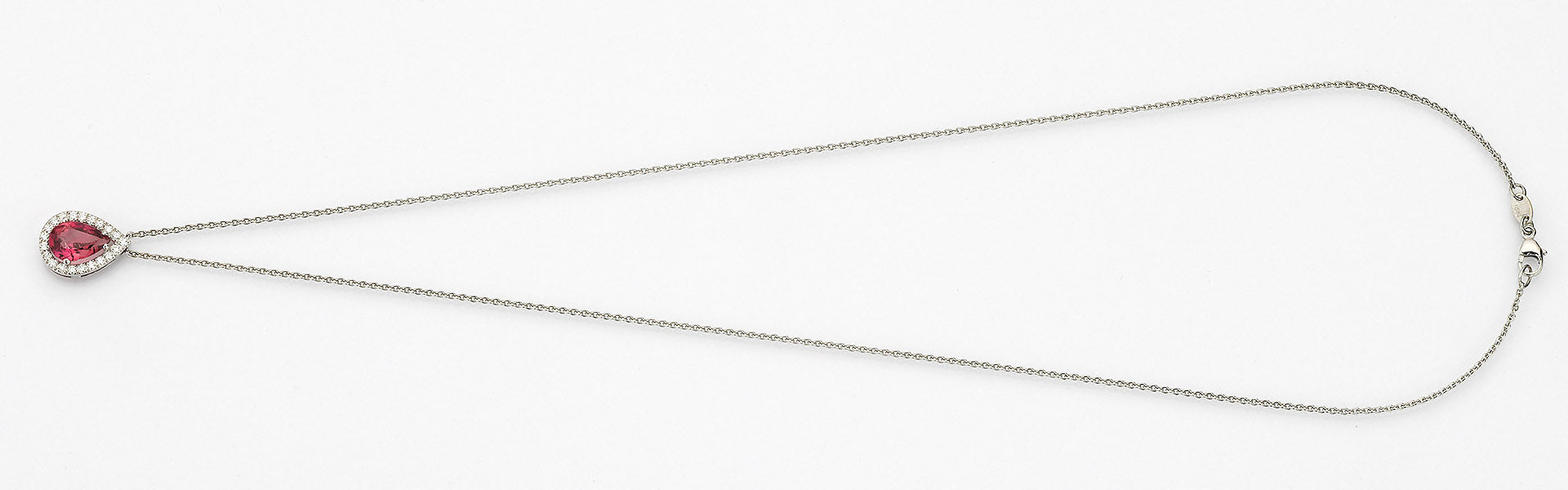 Eugen Rühle Anhänger Tropfen Diamant 0,21ct Rosaturmalin 585 Gelbgold