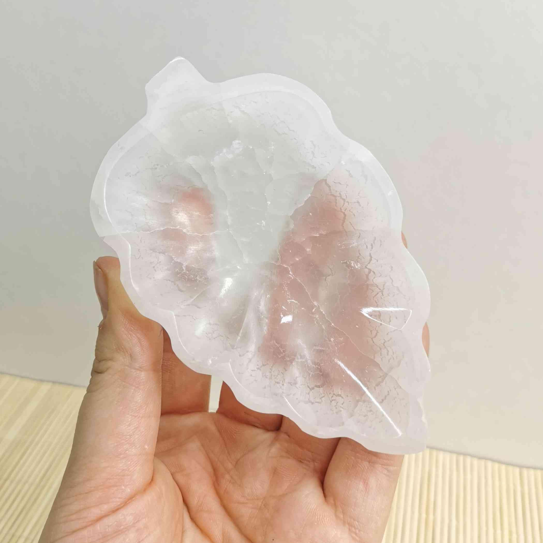 NKlaus Healing Crystals Selenit-Blattschale 12 cm Naturstein