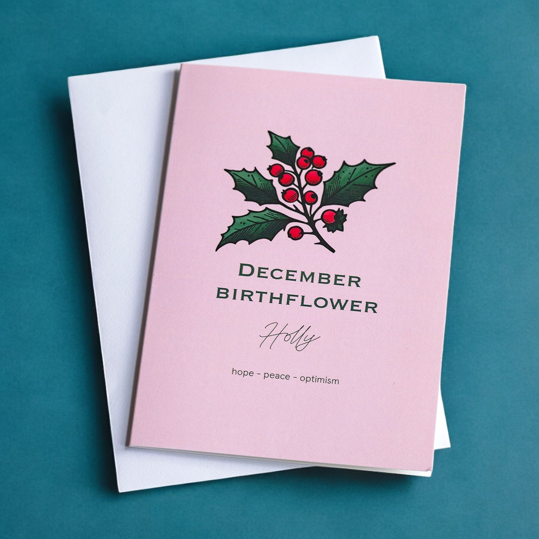 Joy by Corrine Smith December Holly Karte A6 Geburtsblume
