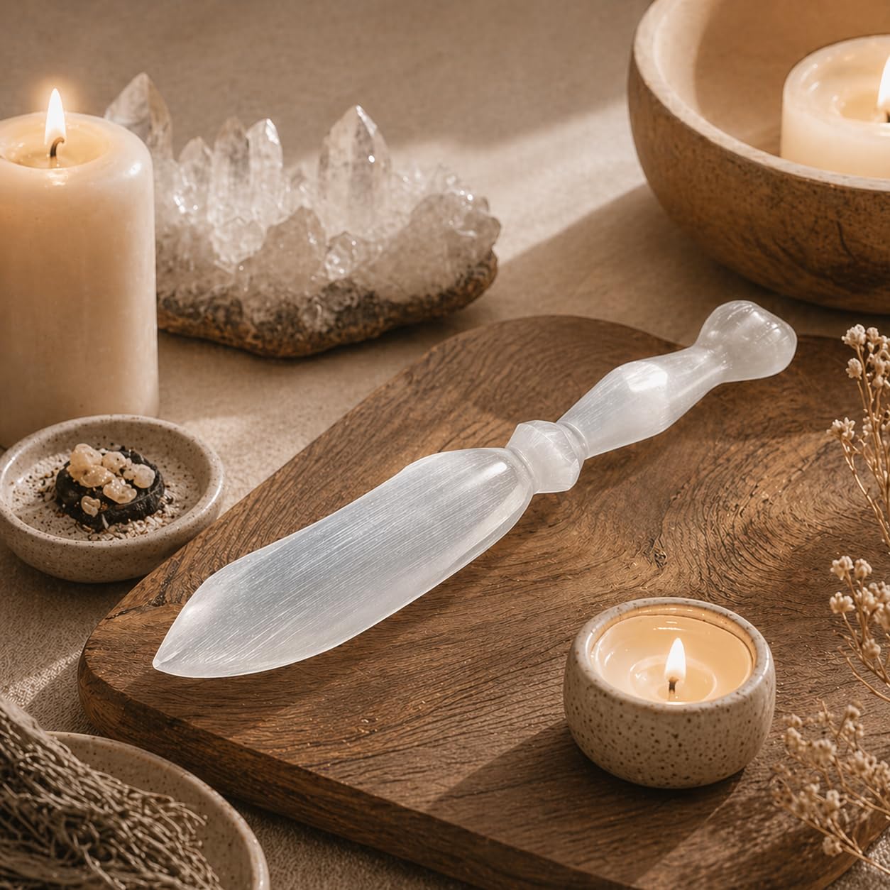 NKlaus Healing Crystals Selenit Ritualmesser 30cm