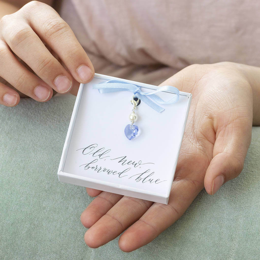 Joy by Corrine Smith Blue Crystal Heart Charm Silber