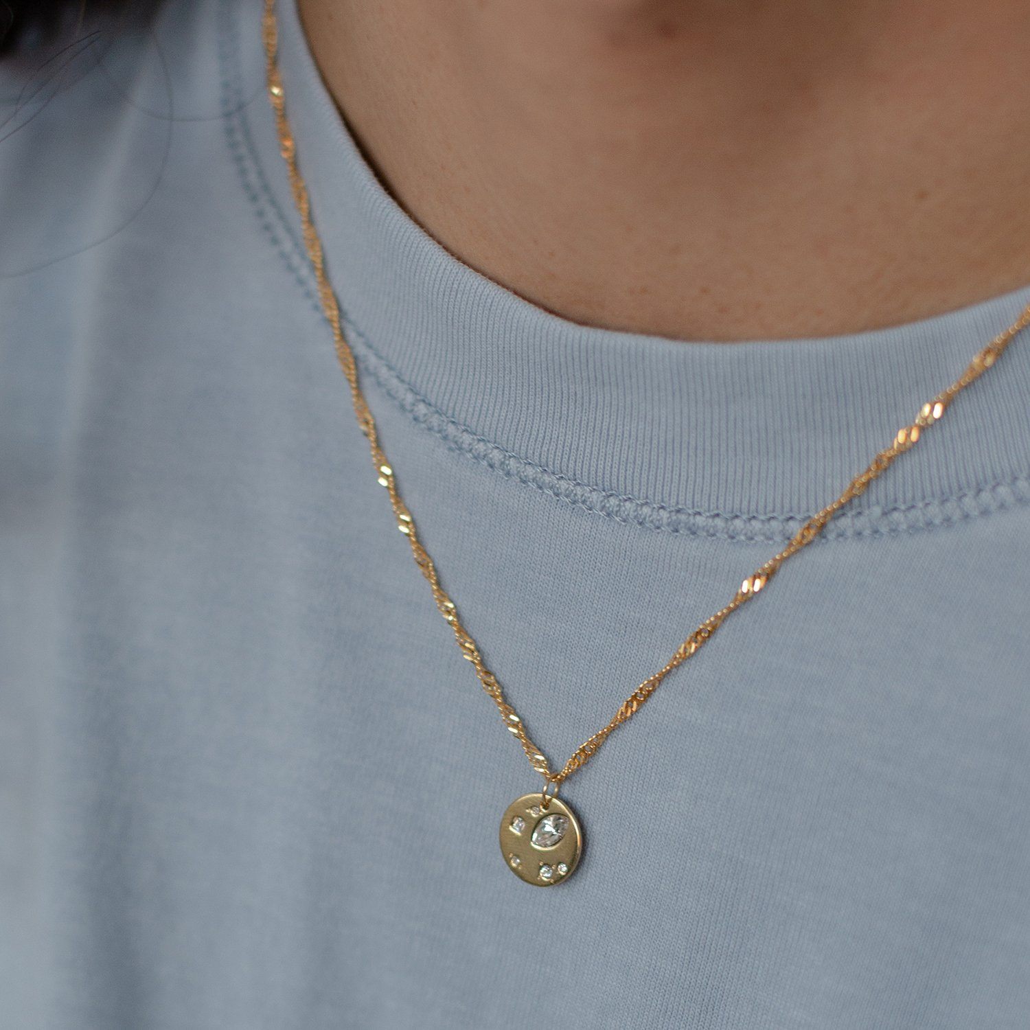 Stilnest Myriad Kette weiße Kristalle 925 Silber Vergoldet