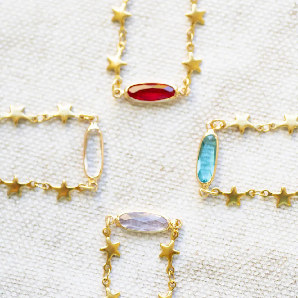 Joy by Corrine Smith Star Chain Birthstone Halskette Gold