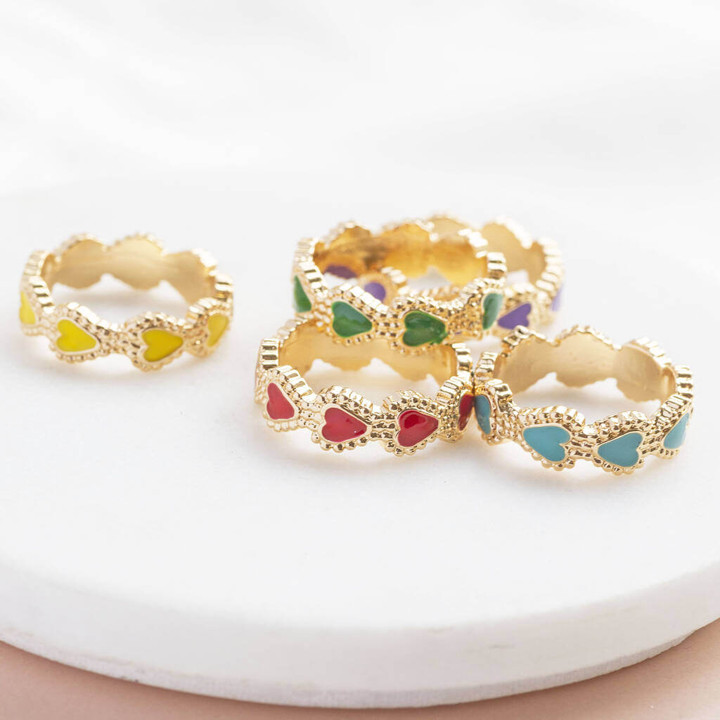 Joy by Corrine Smith Hearts Ring Gold Emaille Gr. N