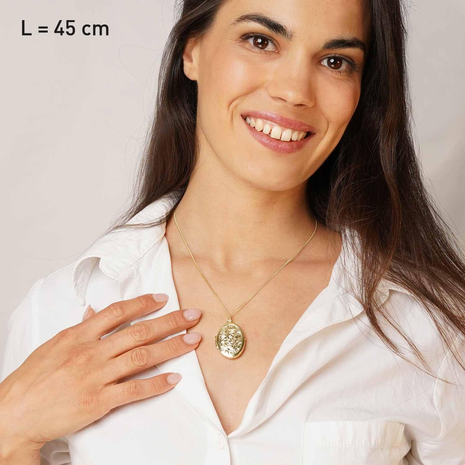 trendor Medaillon Kette Silber 925 vergoldet 42 cm