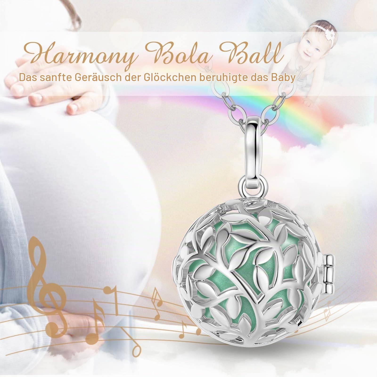 Eudora Harmony Bola Baum des Lebens Kette Meergrün