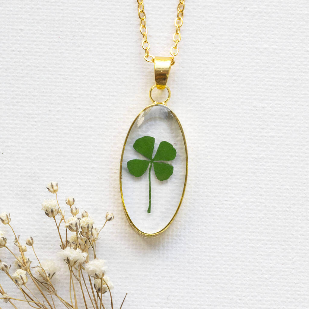Joy by Corrine Smith Lucky Four Leaf Clover Halskette Gold Harz