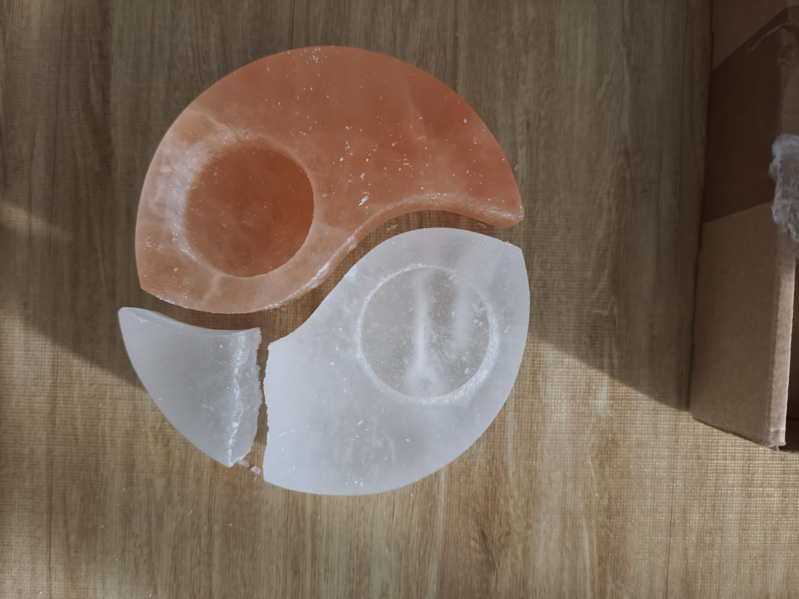 NKlaus Healing Crystals Yin-Yang Teelichthalter Selenit 1 Stück