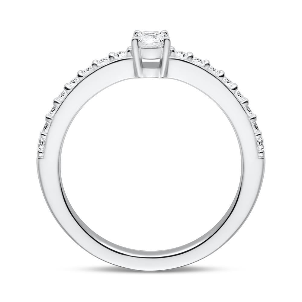 JEWLIX Verlobungsring 925 Silber Zirkonia Schiene 58