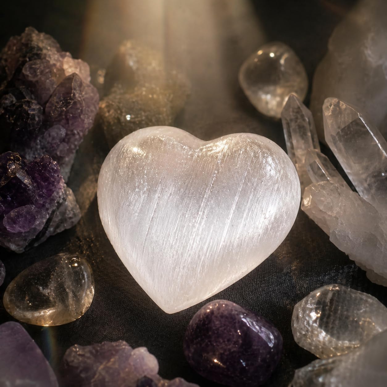 NKlaus HEALING CRYSTALS Selenit-Herz Heilstein 5,5 cm 1 Stück