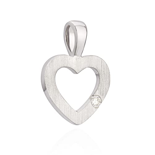 NKlaus Herz Anhänger 585 Gold Brillant 0,02ct 13x10mm