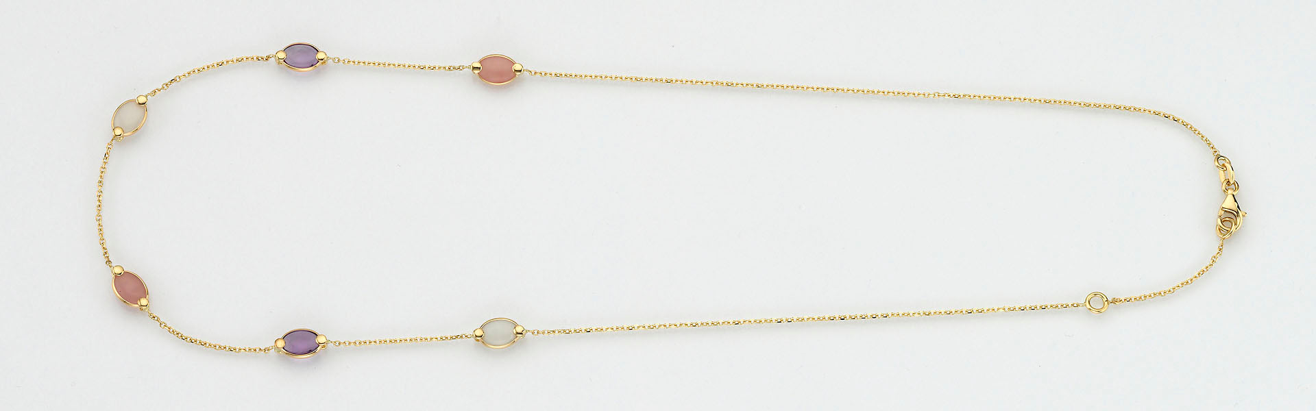 Eugen Rühle Collier Amethyst Mondstein Rosaopal 585 Gelbgold