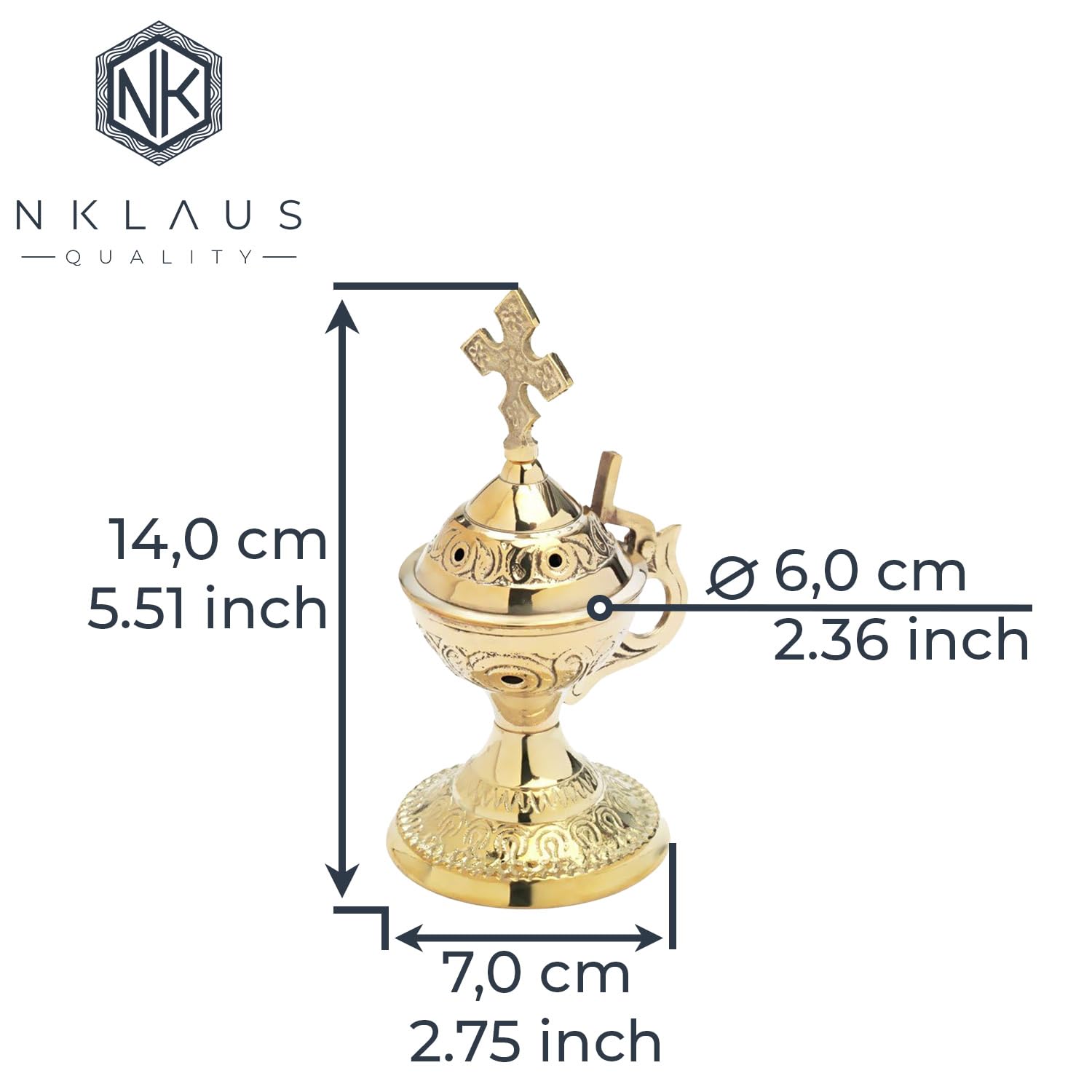 NKlaus Home Scents Weihrauchgefäß Messing Gold 14cm