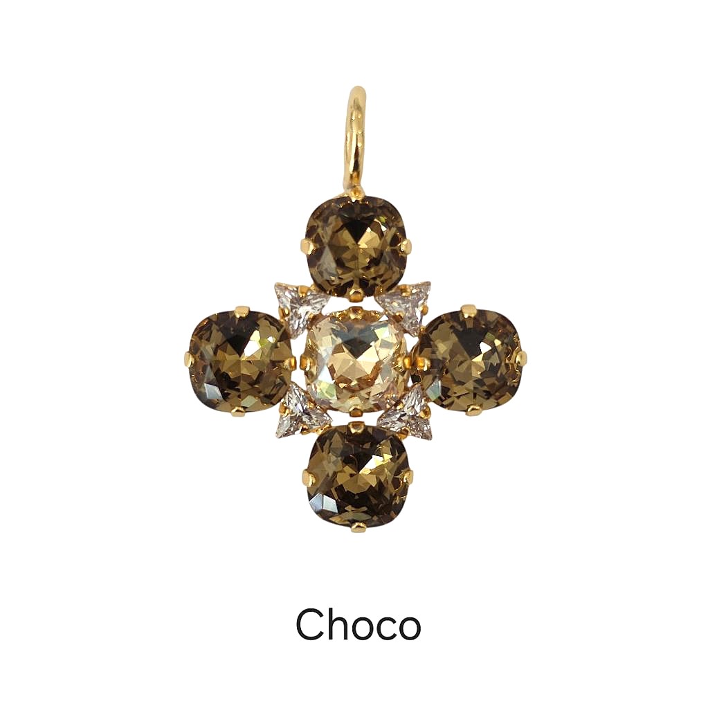 Alevá Bijoux Flower Anhänger Gold 4 cm Kristall Zirkon