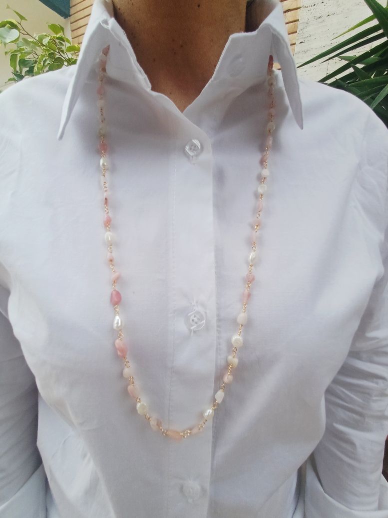 Alevá Bijoux Collane Rosario Halskette rosa Jade Perlen