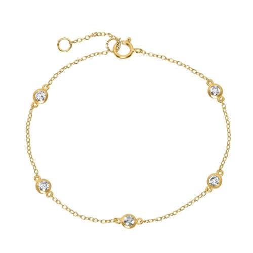 JEWLIX ID-Armband Sterlingsilber Gold Zirkonia Damen