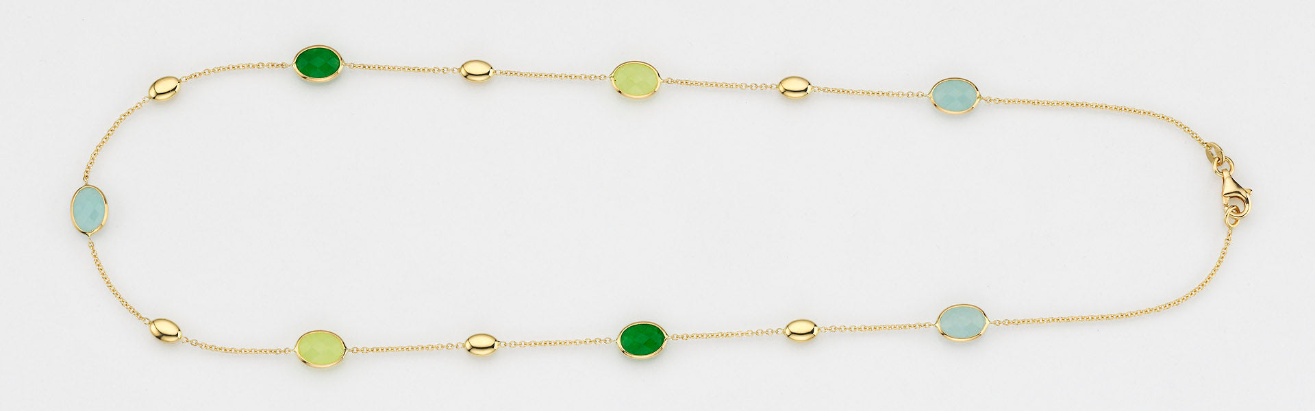 Eugen Rühle Colliers Quarz Halskette 585 Gold grün blau oval