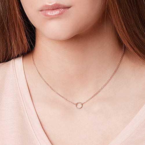 JEWLIX Ketten mit Anhänger Rund Halskette Rosé 925er Silber