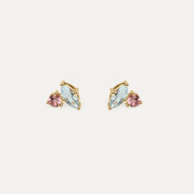 Stilnest Joy Ohrstecker Ohrringe 585 Gold Aquamarin