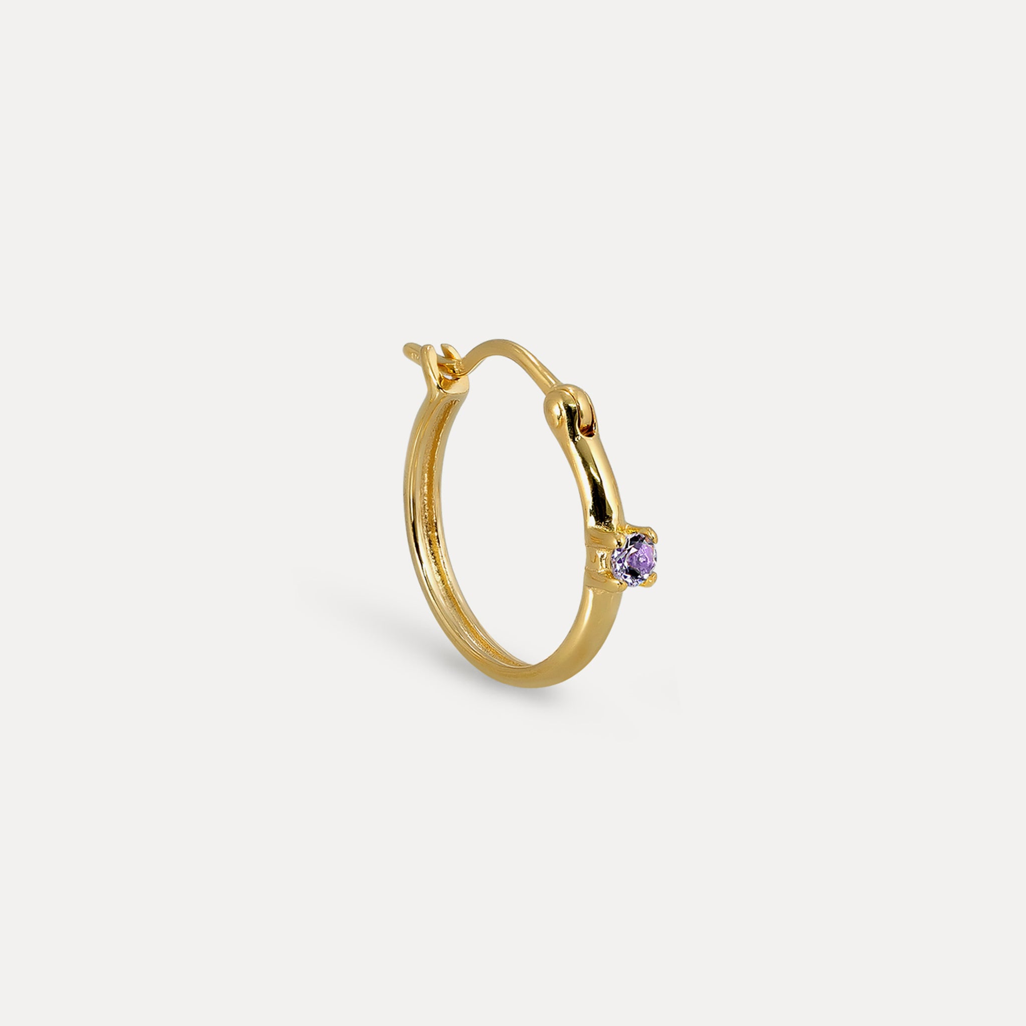 Stilnest Amethyst Point of Light Creolen Single Silber / Gold