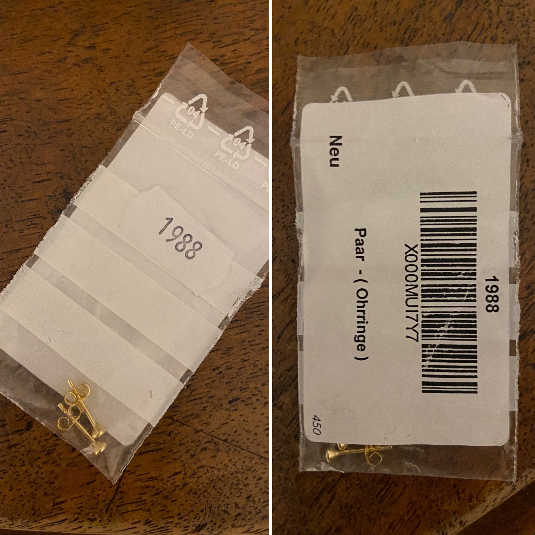 NKlaus Jewellery Ohrstecker 333 Gelbgold 3mm Weiß Paar