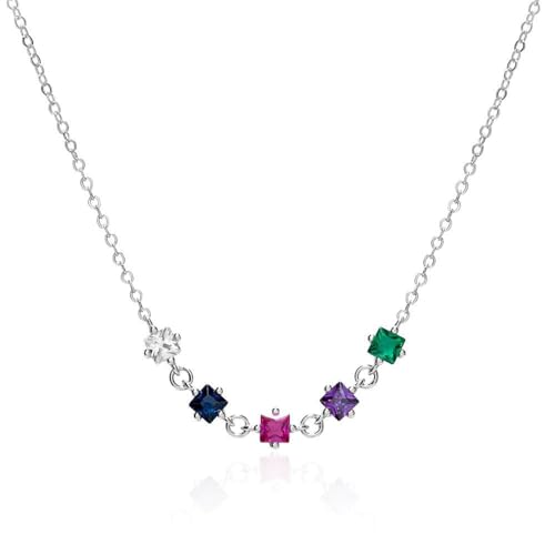 JEWLIX Kette 925er Silber Zirkonia Bunt Halskette Damen