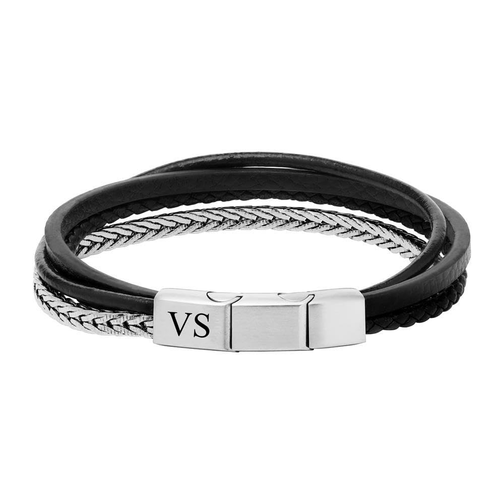 JEWLIX ID-Armband Kunstleder Edelstahl schwarz