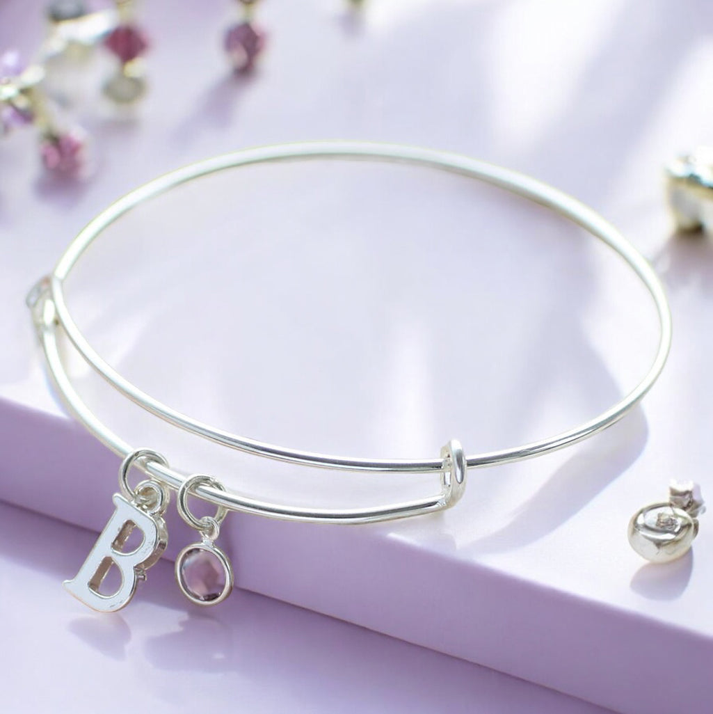 Joy by Corrine Smith Initial Bangle Silber mit Geburtsstein