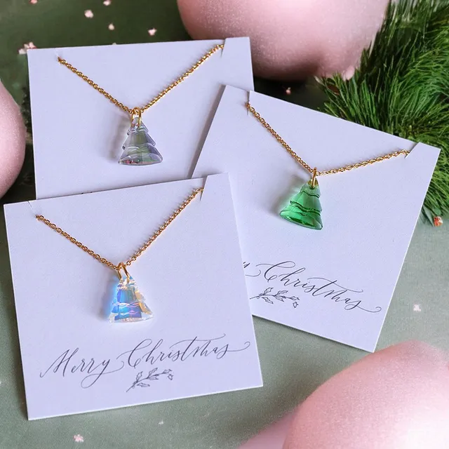 Joy by Corrine Smith Christmas Tree Halskette Gold Weihnachtsbaum Glas
