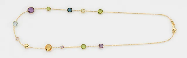 Eugen Rühle Colliers Farbstein Goldlinsen Collier 585 Gelbgold