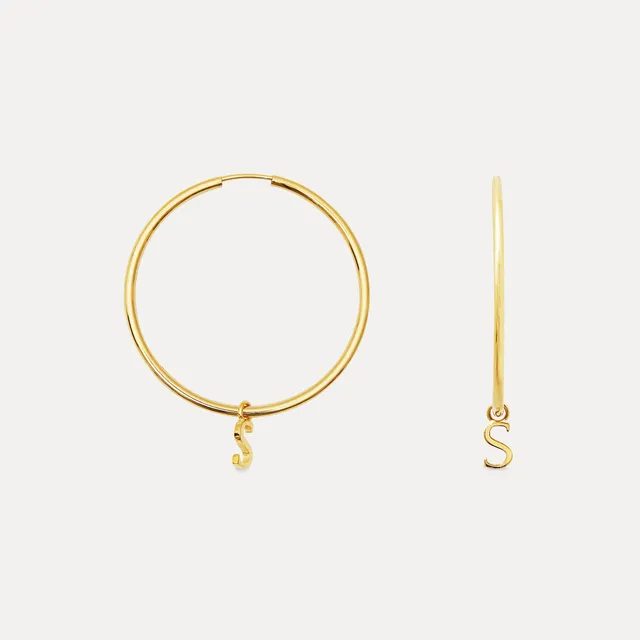 Stilnest Earrings Mini Initial Creolen Groß 24k Gold A