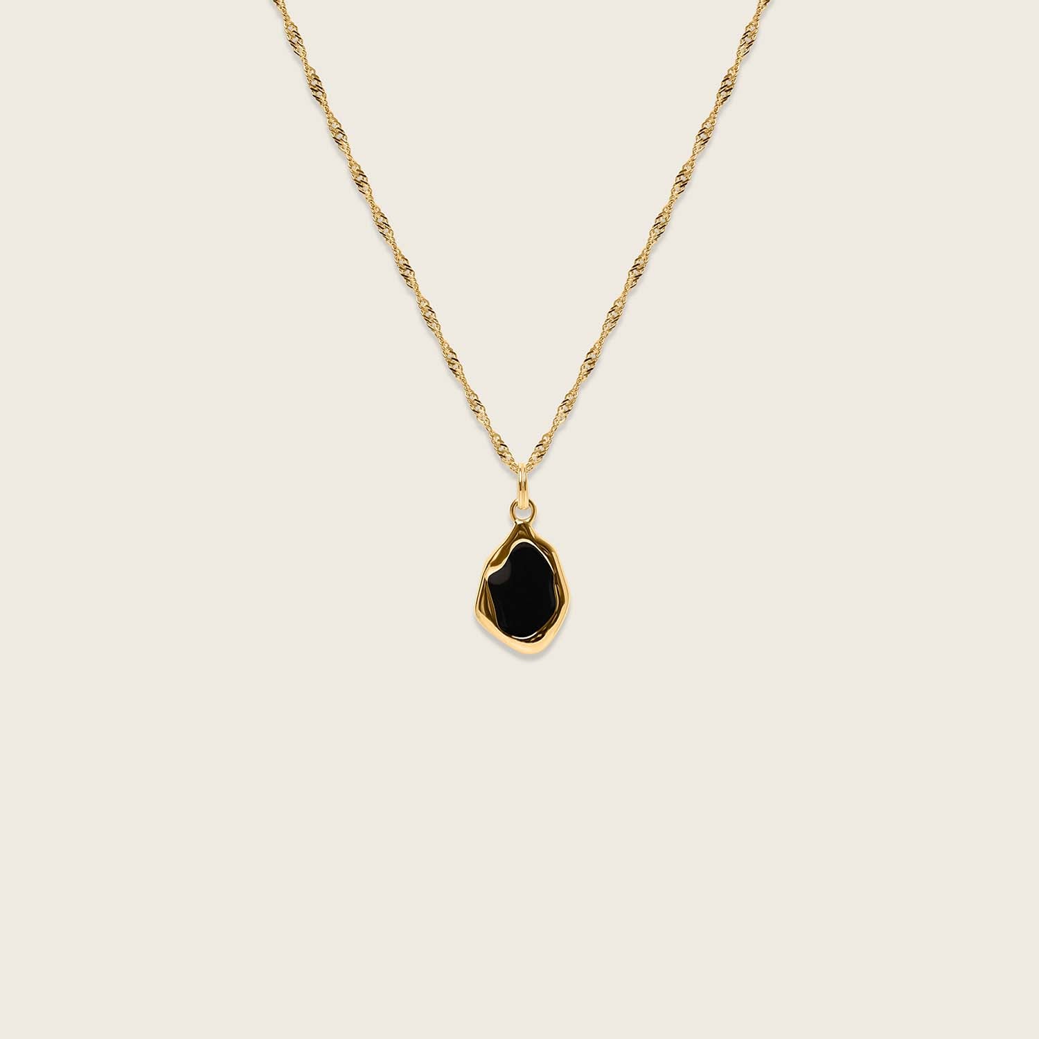 Stilnest Oyster Halskette Schwarz 24k Gold Vermeil 45cm