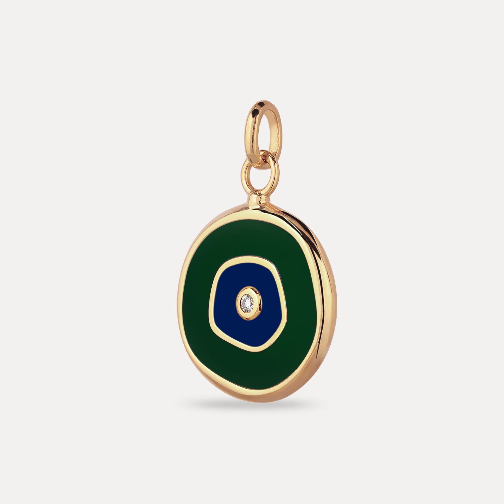 Stilnest Pendants Evil Eye Anhänger Weißer Saphir Dunkelgrün