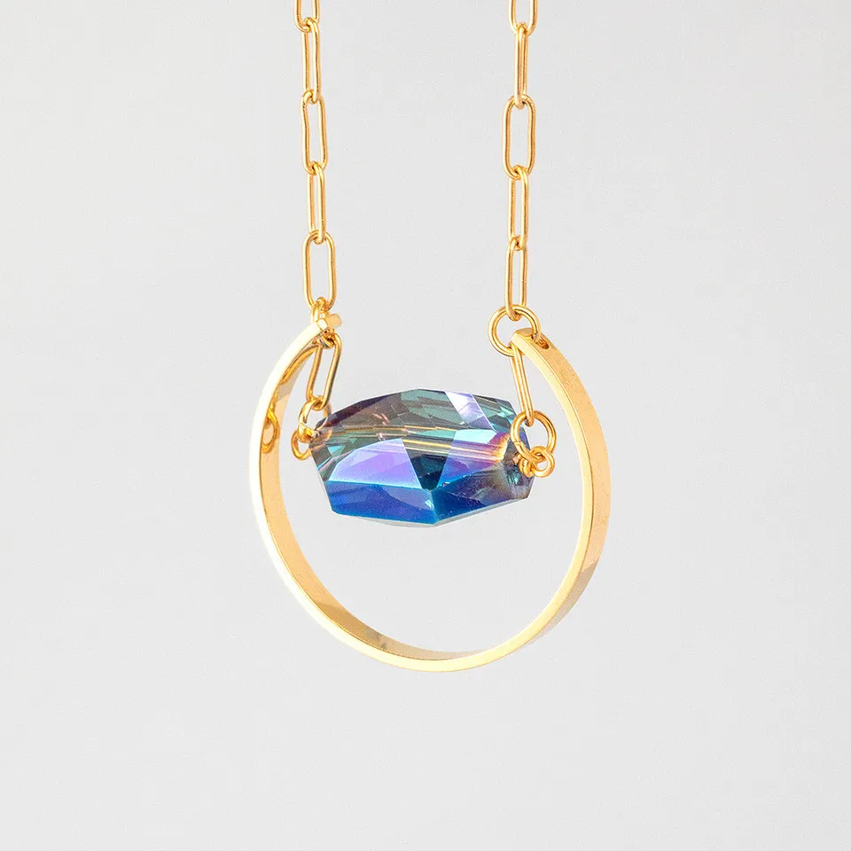 Joy by Corrine Smith Supernova Halskette Blau Kristall Gold